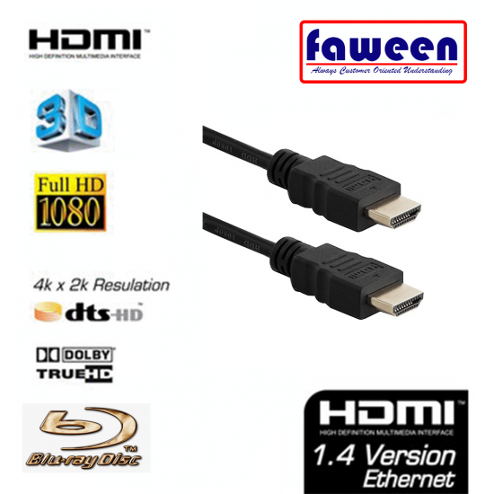 Faween 10410 1 Metre Hdmi Kablo 1.4 4K Full HD Laptop TV Görüntü Hdmi Kablosu 1m